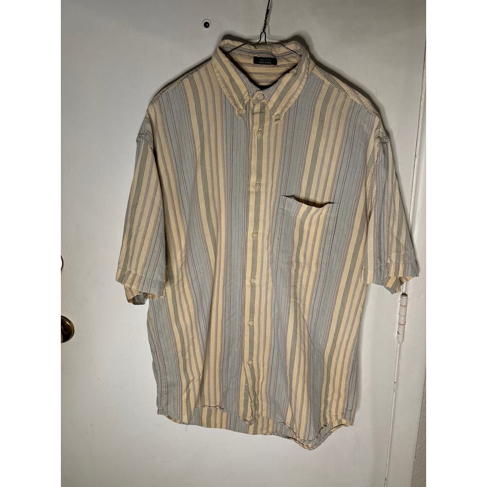 Club Room Short Sleeve Striped Shirt M Casual Academia Grandpacore Preppy Prints